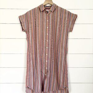 Madewell women's cotton multi-colored striped button down shirt dress Size XXS